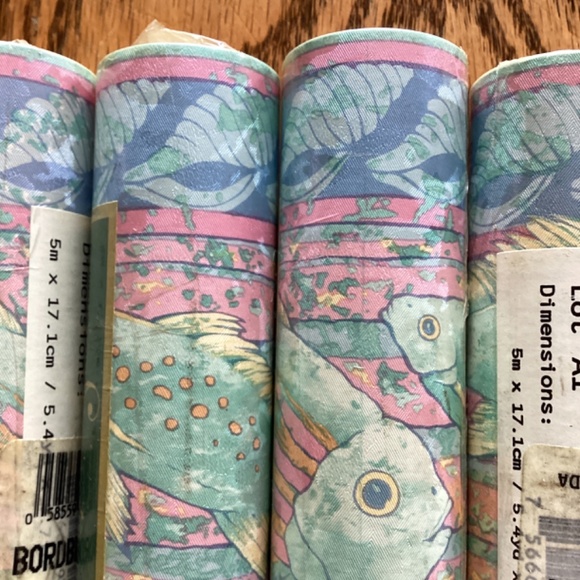 Vintage Pastel Fish Seashell Underwater Vinyl Pre Pasted Wallpaper Border Retro - Picture 4 of 7